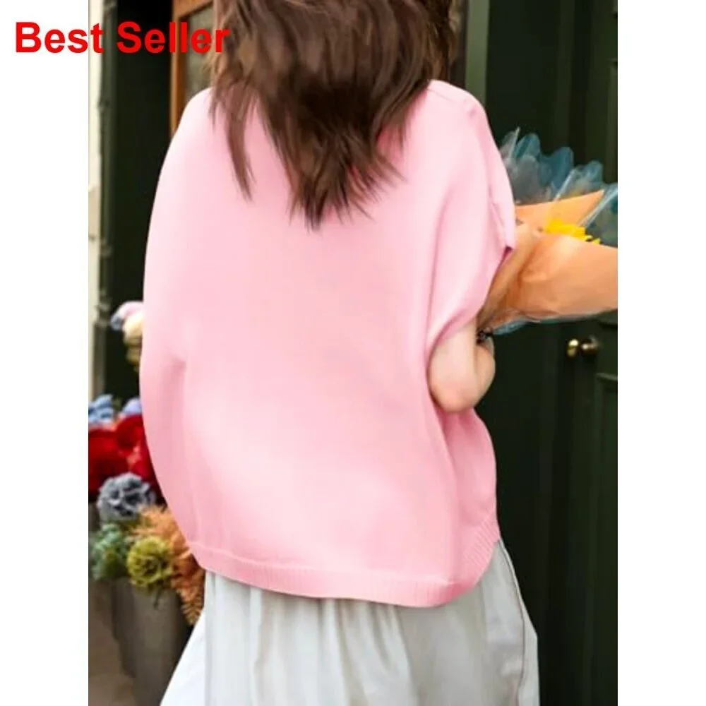Oversized Batwing Sleeve V-Neck Cardigan Lightweight Knit Casual Top